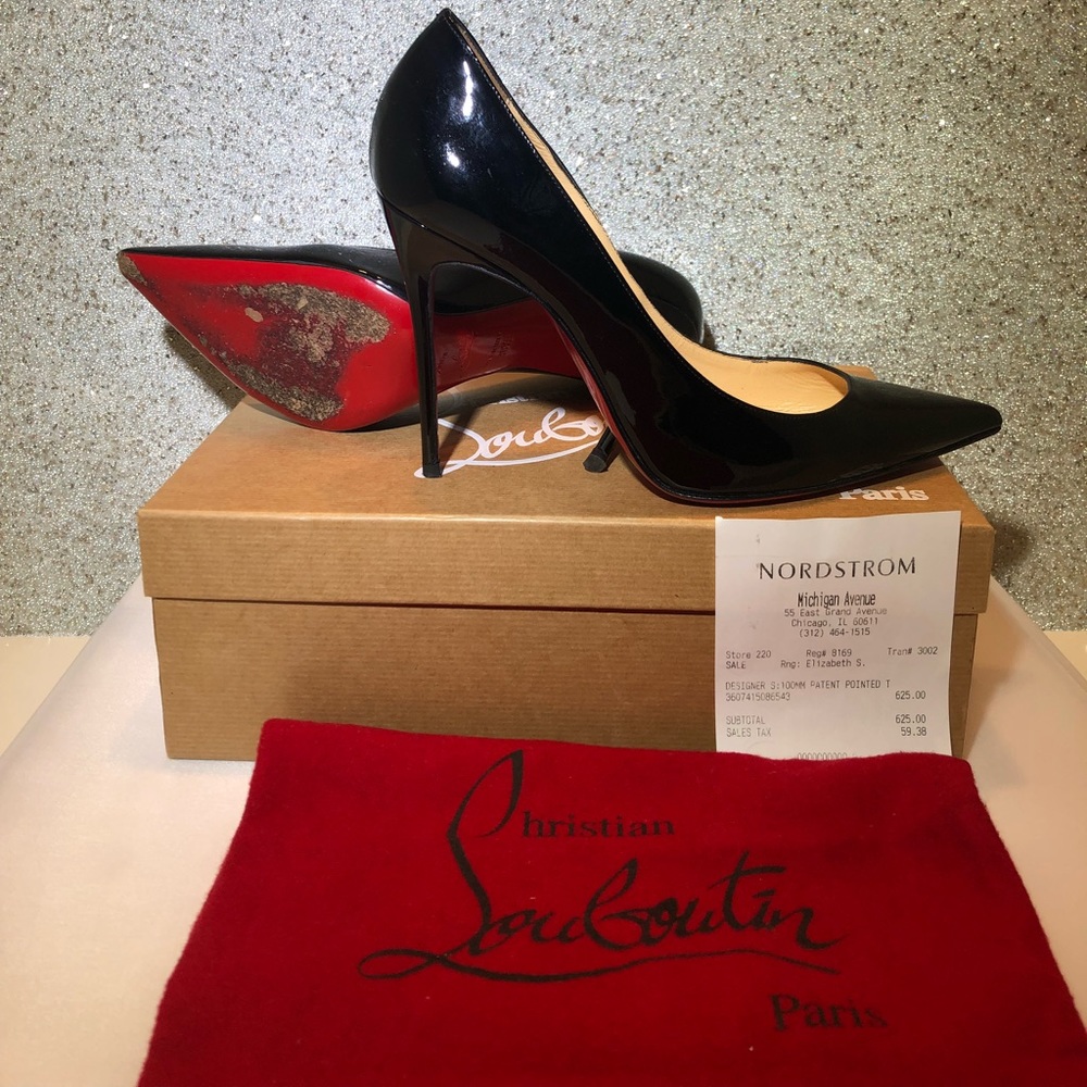 Christian Louboutin 💯 mm black patent pumps 38.5 - Picture 5 of 8